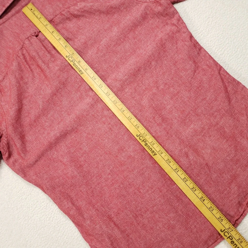 Banana Republic Linen Button Up Shirt Mens Small Red Short Sleeve Standard Fit